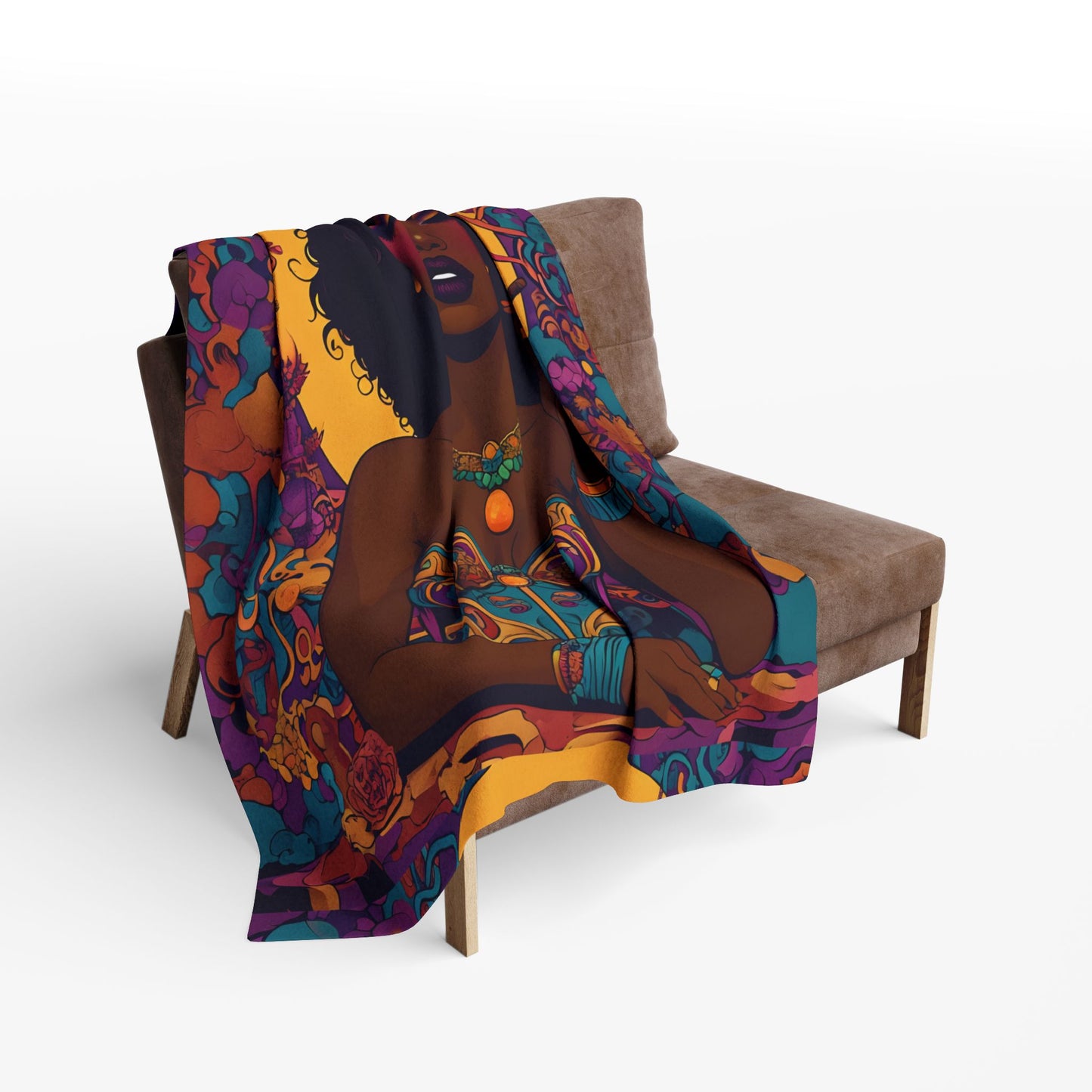 Fleece Blanket Afro Queen Peaceful Zen African American Psychedelic