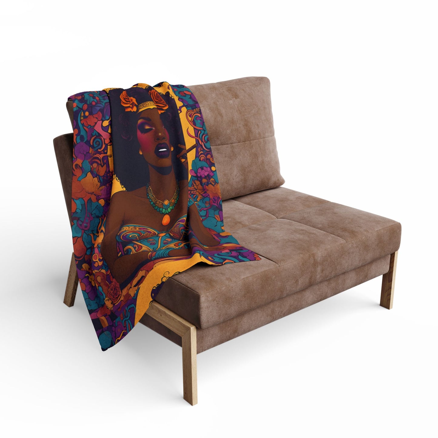 Fleece Blanket Afro Queen Peaceful Zen African American Psychedelic